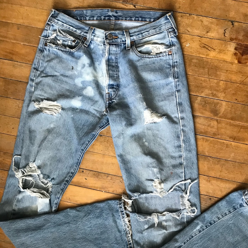 Levi’s 501 vintage distressed button-fly jeans